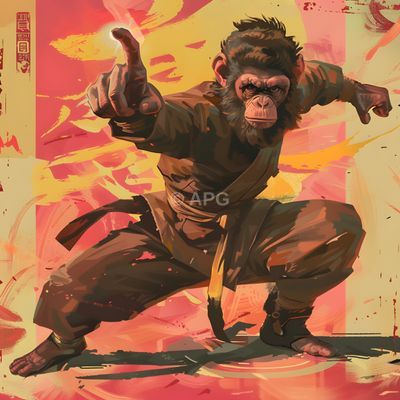 Affe im Kampfkunst-Stil: Dynamische Illustration